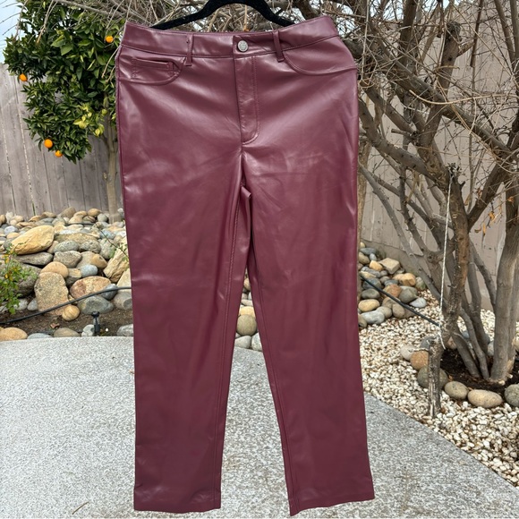 - Joie faux leather pants burgundy NWT straight formal casual soft light size 12 - Picture 2 of 10
